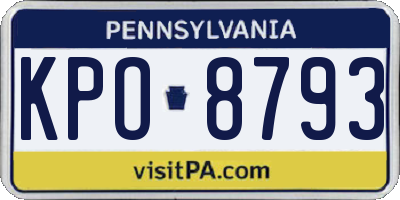 PA license plate KPO8793