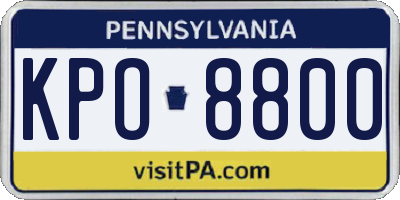 PA license plate KPO8800