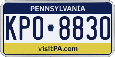 PA license plate KPO8830