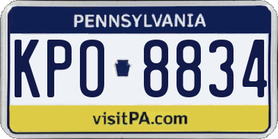 PA license plate KPO8834