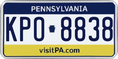 PA license plate KPO8838