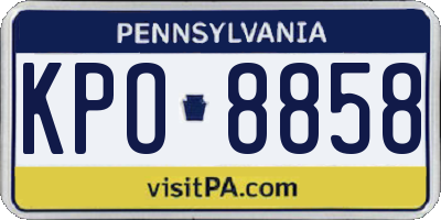 PA license plate KPO8858