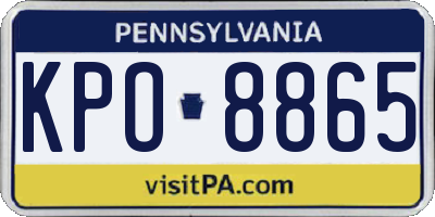 PA license plate KPO8865
