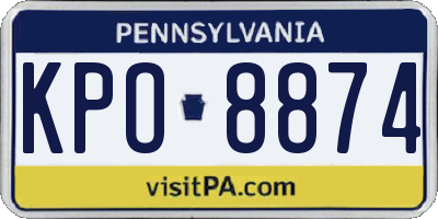 PA license plate KPO8874