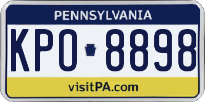 PA license plate KPO8898