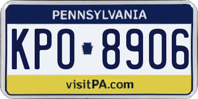 PA license plate KPO8906