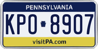 PA license plate KPO8907