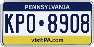 PA license plate KPO8908