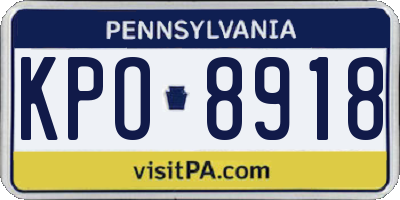 PA license plate KPO8918