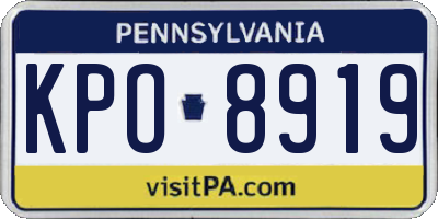PA license plate KPO8919
