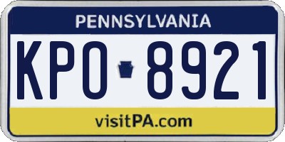 PA license plate KPO8921