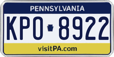 PA license plate KPO8922