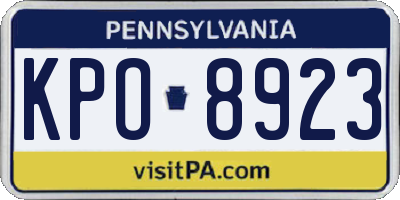 PA license plate KPO8923