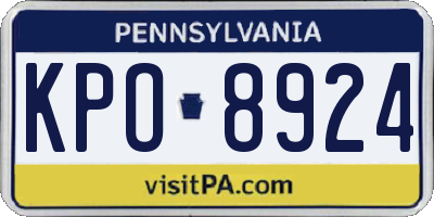 PA license plate KPO8924