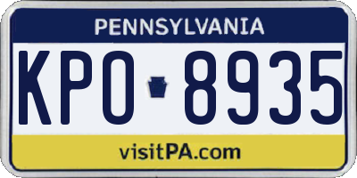 PA license plate KPO8935