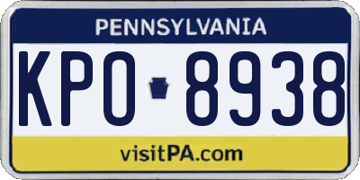 PA license plate KPO8938