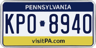 PA license plate KPO8940