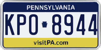 PA license plate KPO8944