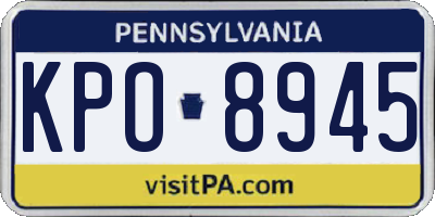 PA license plate KPO8945