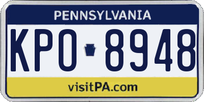 PA license plate KPO8948