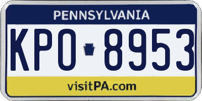PA license plate KPO8953