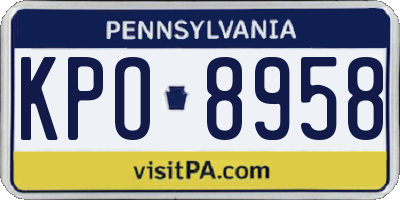 PA license plate KPO8958