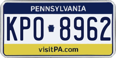 PA license plate KPO8962