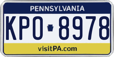 PA license plate KPO8978