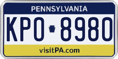 PA license plate KPO8980