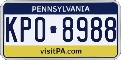 PA license plate KPO8988