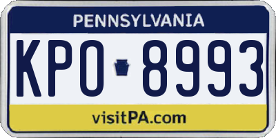 PA license plate KPO8993