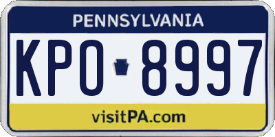 PA license plate KPO8997