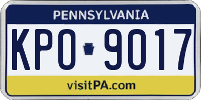 PA license plate KPO9017