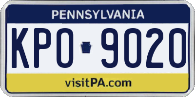 PA license plate KPO9020