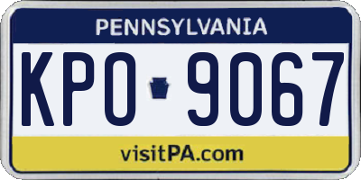 PA license plate KPO9067