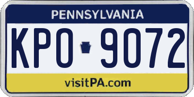 PA license plate KPO9072