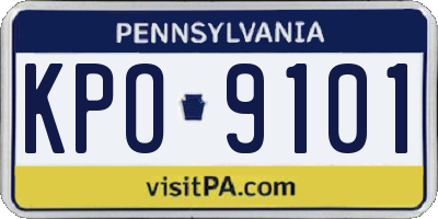 PA license plate KPO9101
