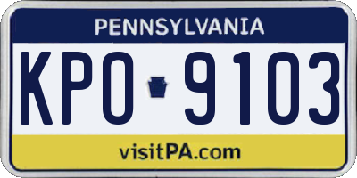 PA license plate KPO9103
