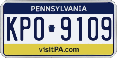PA license plate KPO9109