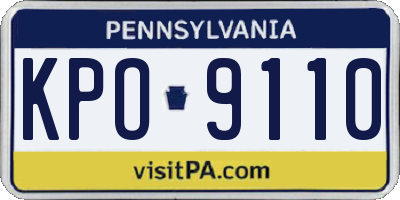 PA license plate KPO9110