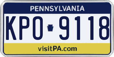 PA license plate KPO9118