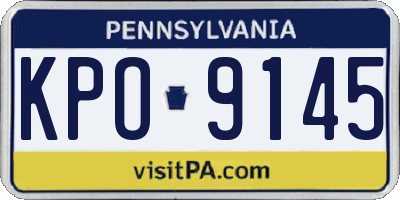 PA license plate KPO9145