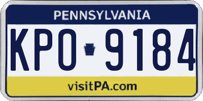PA license plate KPO9184