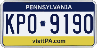 PA license plate KPO9190