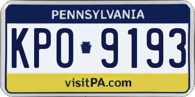 PA license plate KPO9193