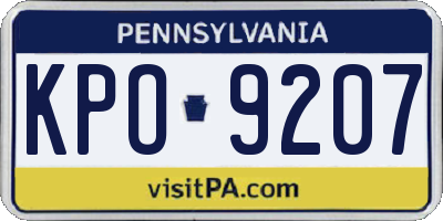 PA license plate KPO9207