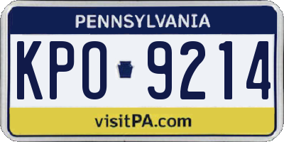 PA license plate KPO9214