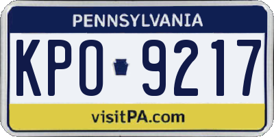 PA license plate KPO9217