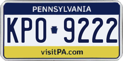 PA license plate KPO9222