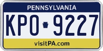 PA license plate KPO9227